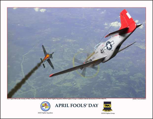 "April Fools Day" Tuskegee Airmen P-51 Print by Jerry Taliaferro